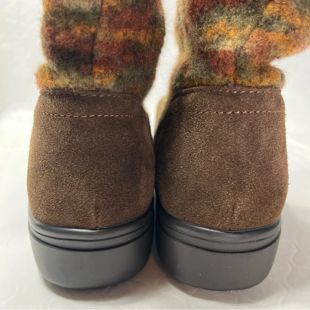 Alegria Nanook Boots Brown Suede Leather Faux Fur Lined Women Size 39 EU Cute